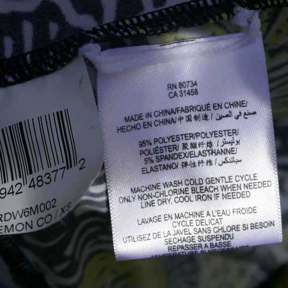 BCBGMaxAzria Wrap Dress 3/4 Sleeve Tropical Floral XS Yellow Blue Black White - Picture 7 of 9